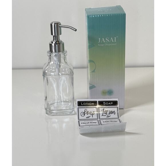 Hand Soap dispenser Pump, Glass & Silver, New, 81-10 - Picture 9 of 10